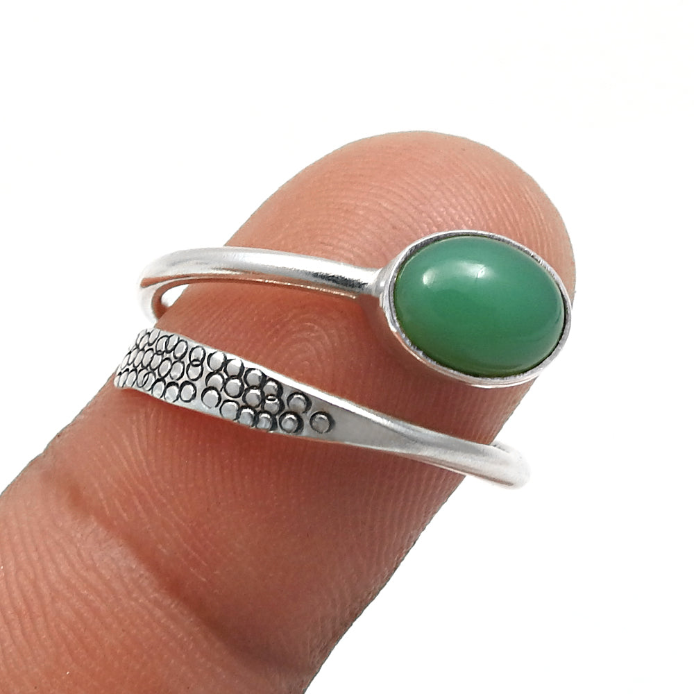 Chrysoprase Gemstone Friendship Day Statement Bezel Ring Sterling Silver