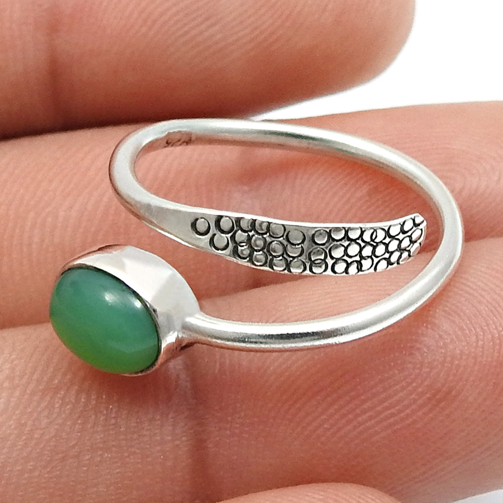 Chrysoprase Gemstone Friendship Day Statement Bezel Ring Sterling Silver