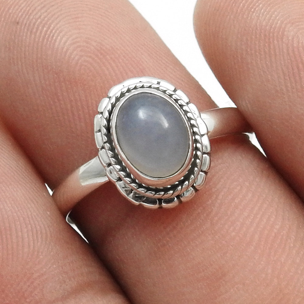 Natural Chalcedony Sterling Silver Sister Cocktail Statement Ethnic Ring