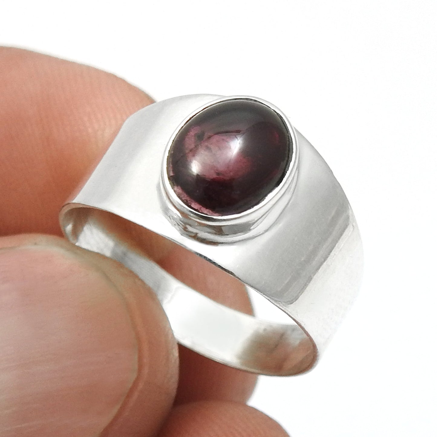 Oval Natural Garnet Cocktail Daughter Boho Ring Jewelry 925 Solid Silver