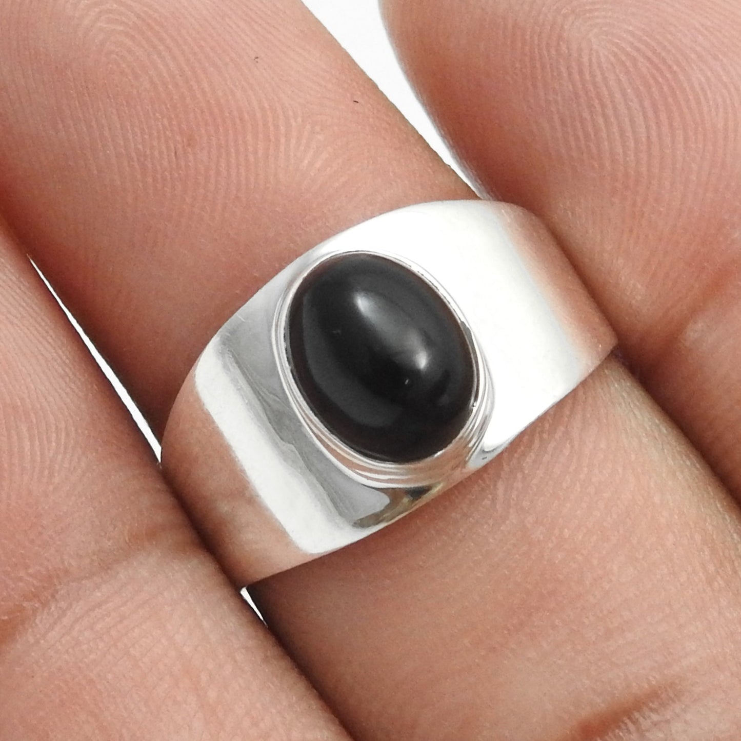 Oval Black Onyx Stone Cocktail Birthday Boho Ring Jewelry 925 Solid Silver