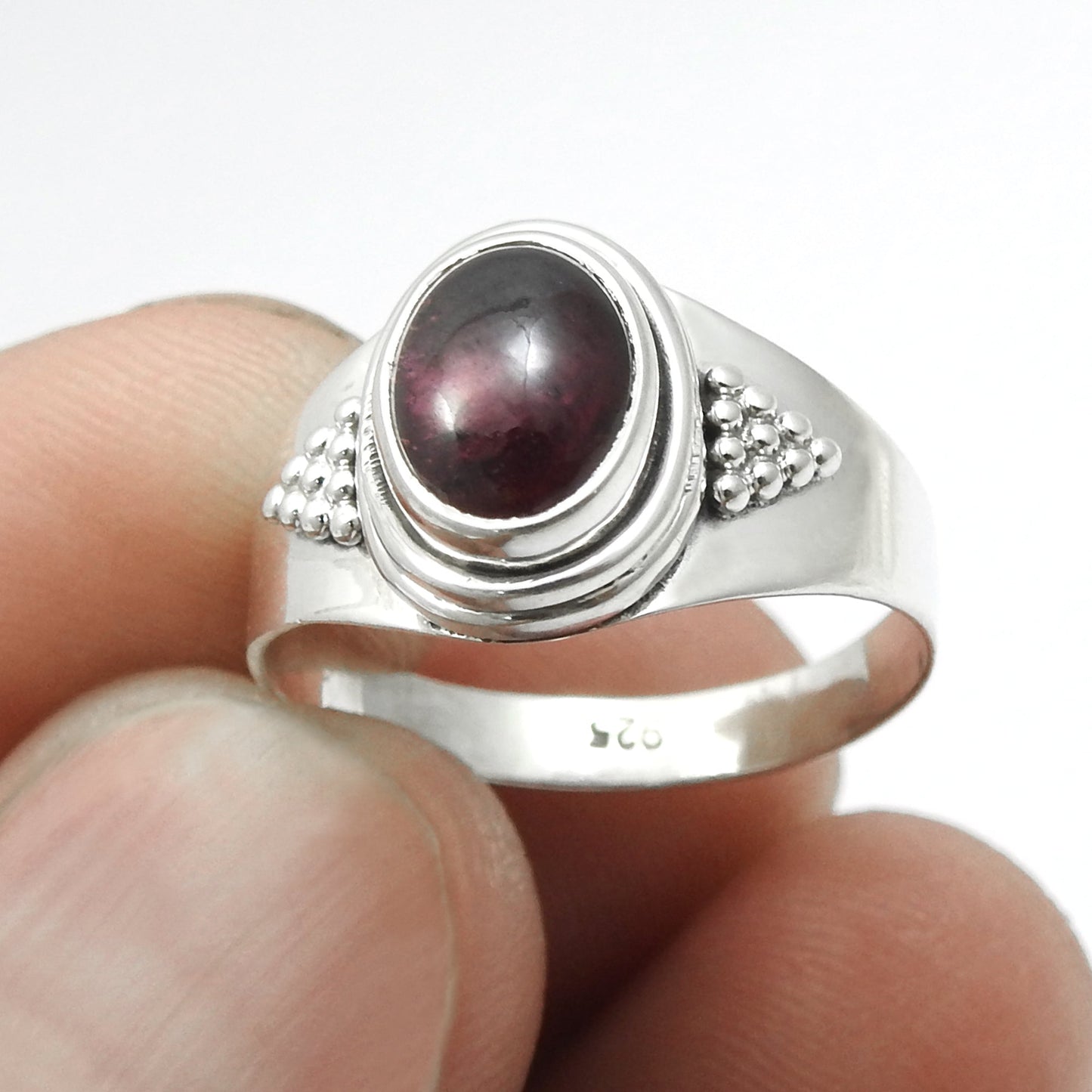 Natural Garnet 925 Silver Wife Cocktail Ethnic Daughter Gift Ring Jewelry