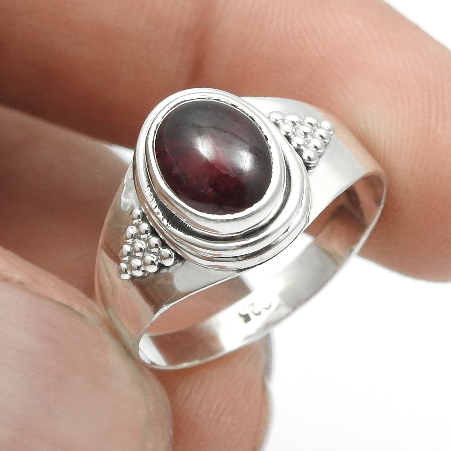 Natural Garnet 925 Silver Wife Cocktail Ethnic Daughter Gift Ring Jewelry