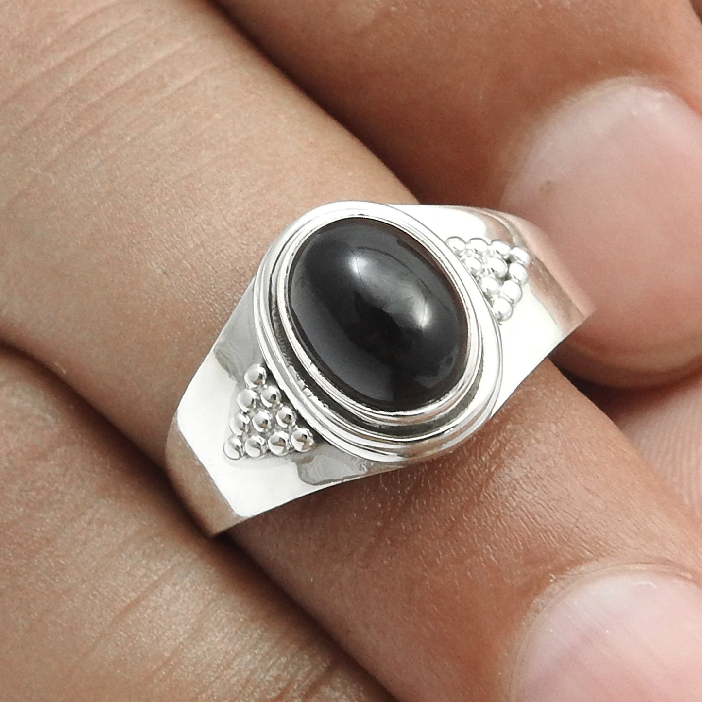 Natural Black Onyx Cocktail Statement Ring Jewelry Solid Sterling Silver