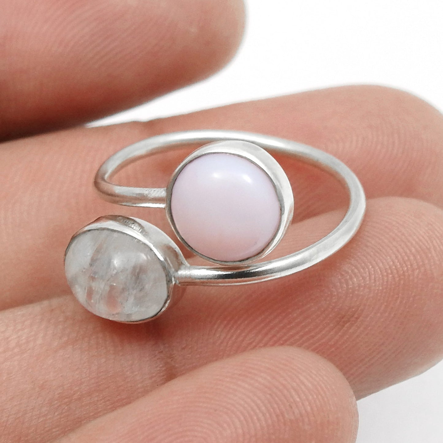 Oval Pink Opal Solid Sterling Silver Cocktail Statement Bezel Ring Jewelry
