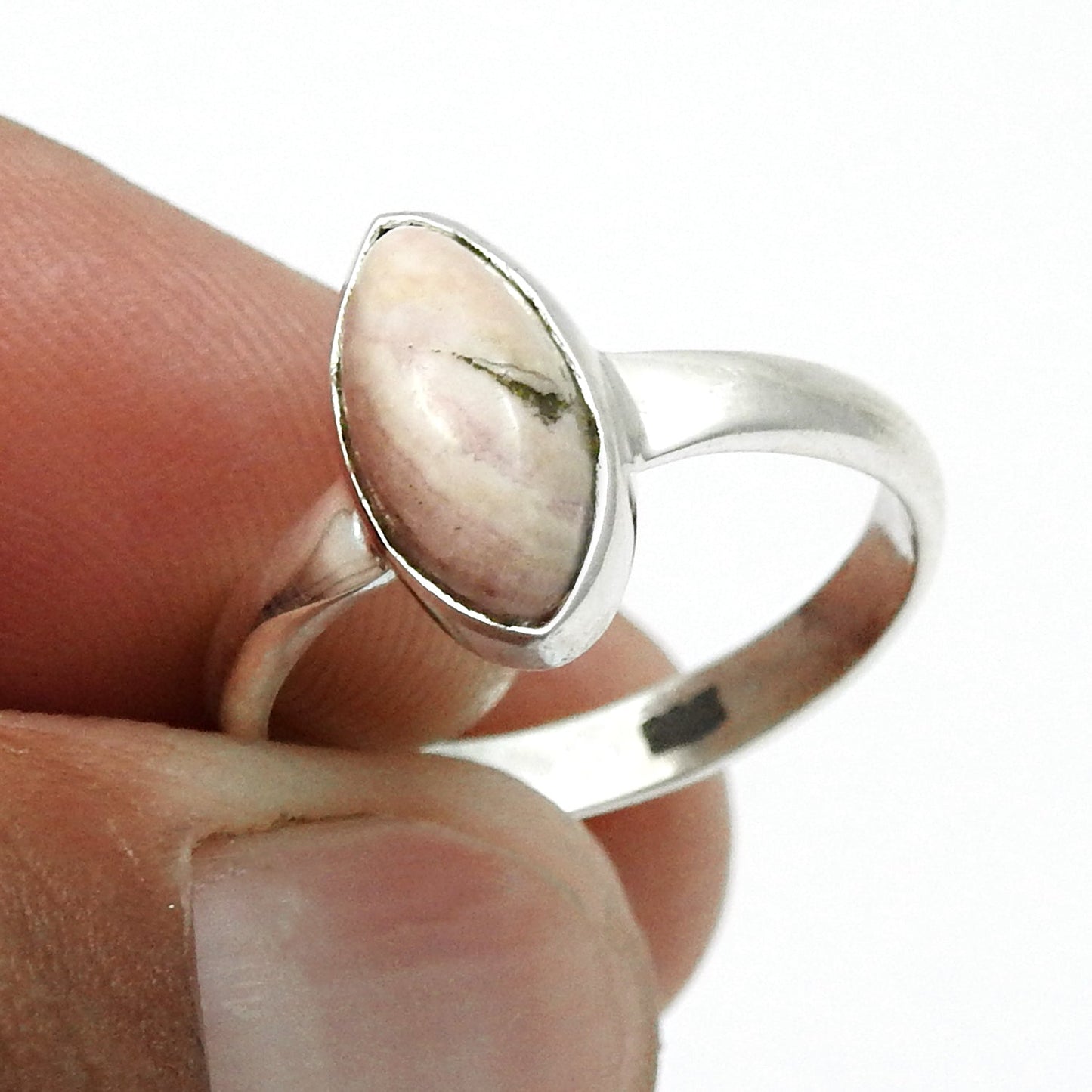 Rhodochrosite Stone 925 Solid Silver Cocktail Daughter Gift Ring Jewelry