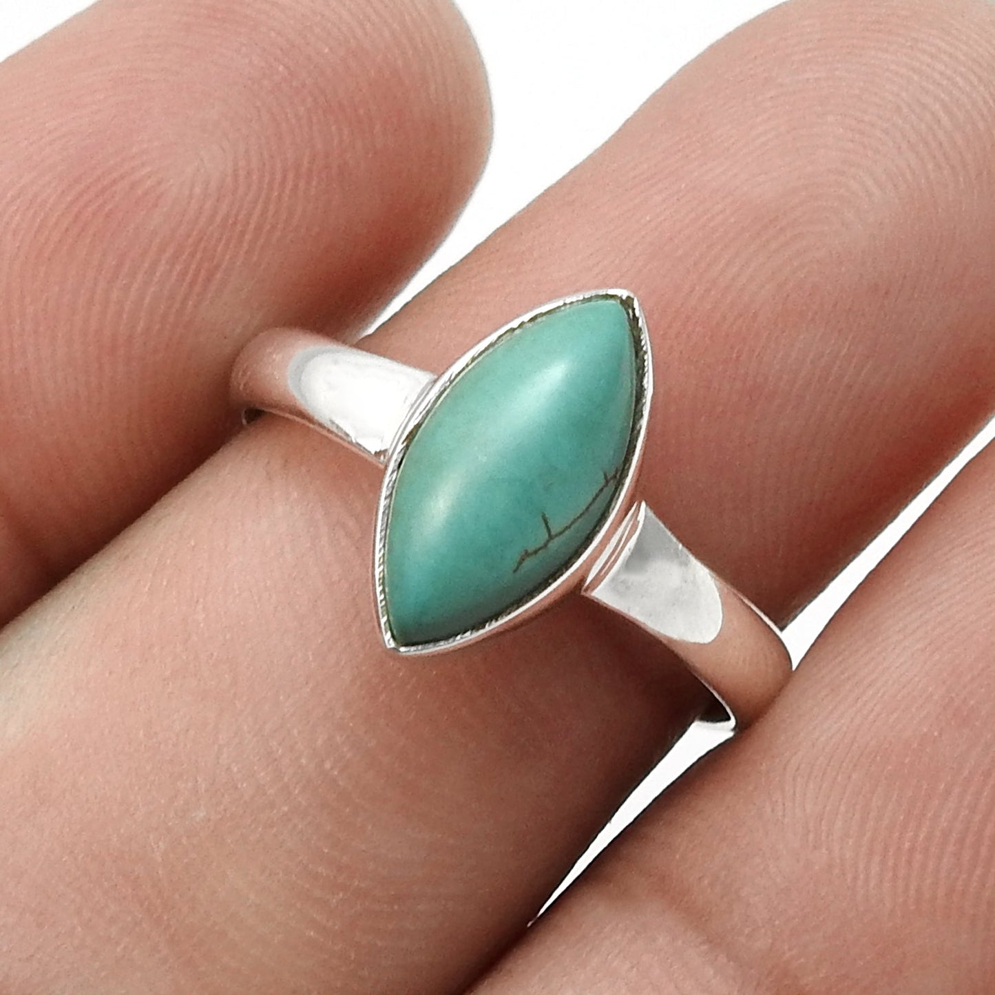 Natural Turquoise Sterling Silver Band Anniversary Bezel New Ring Jewelry