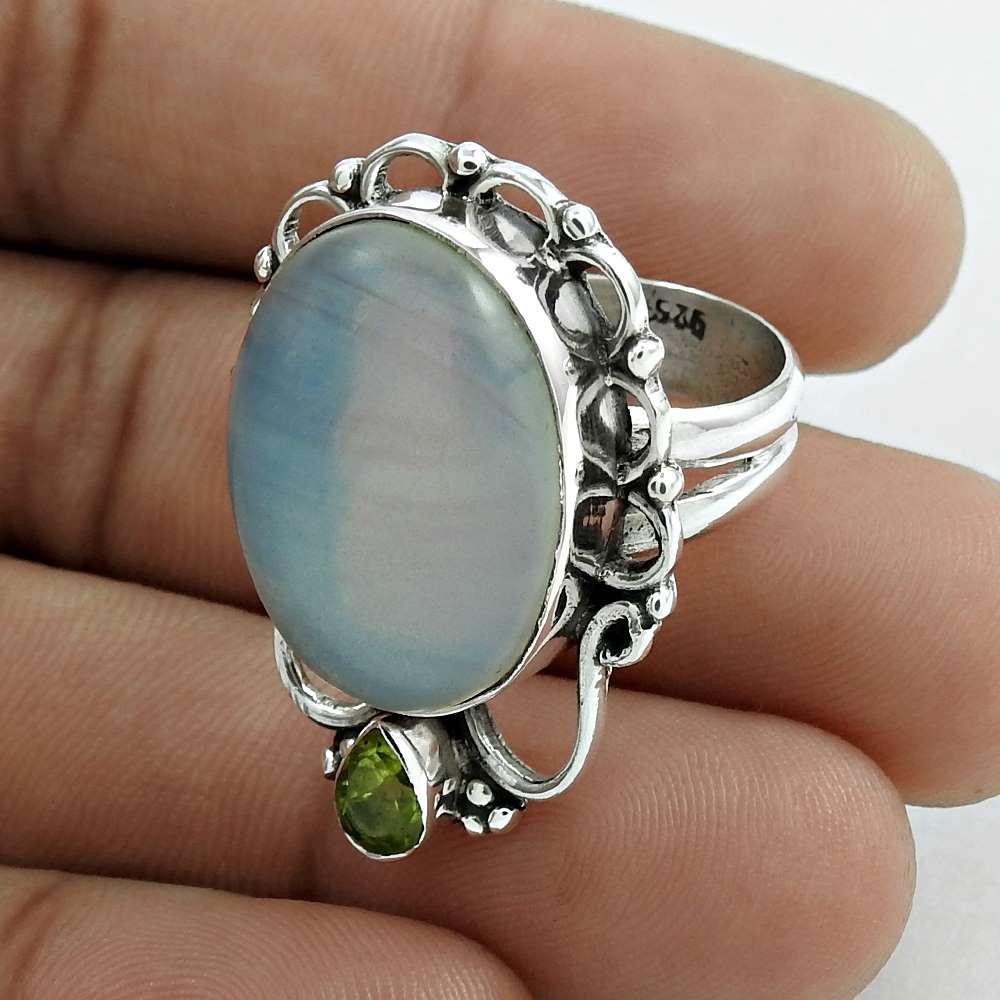 Mothers Day Gift Natural Peridot Gemstone Ring Size 8 925 Sterling Silver D18