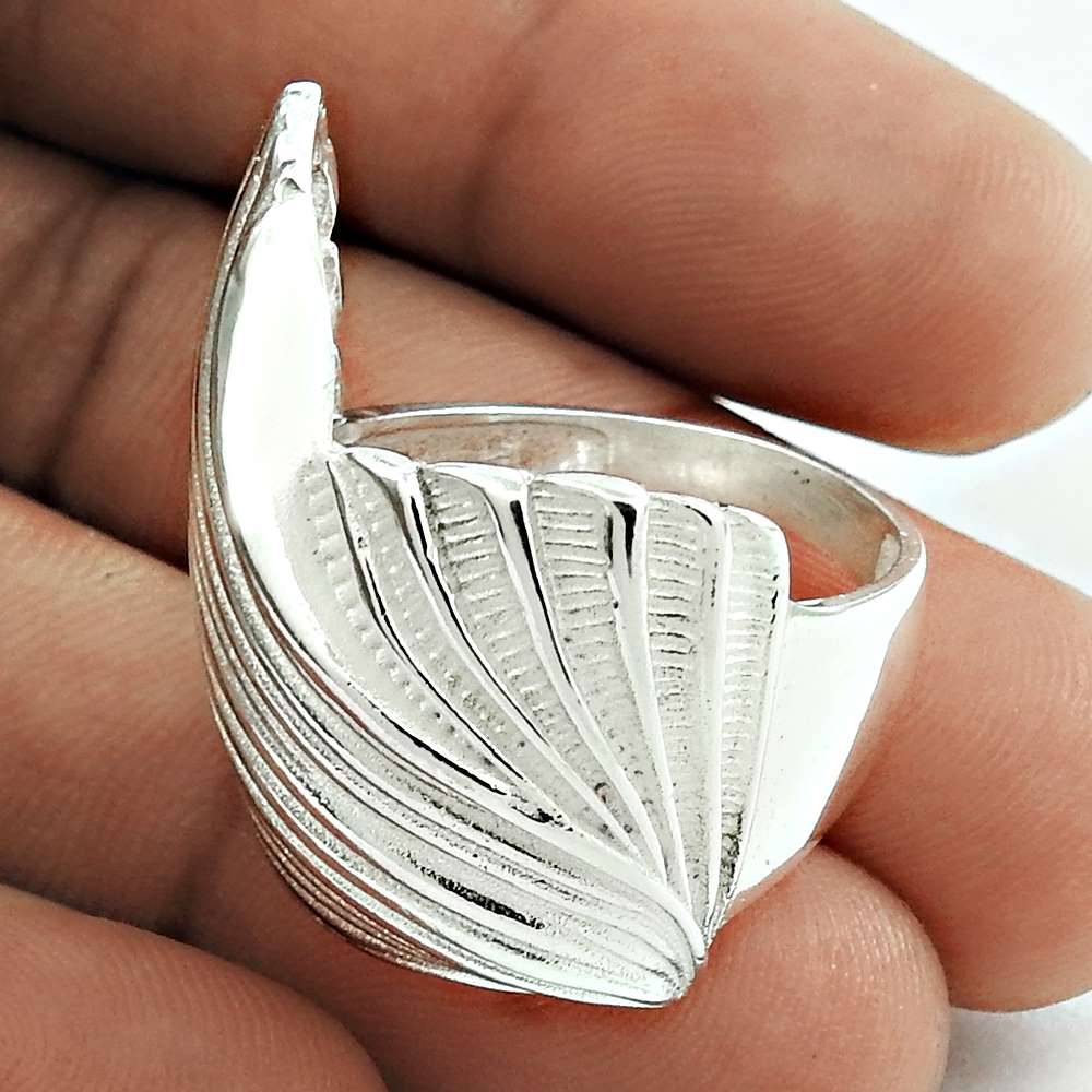 Woman Gift Ring Size 8.5 925 Solid Sterling Silver Jewelry Handmade Band Y6