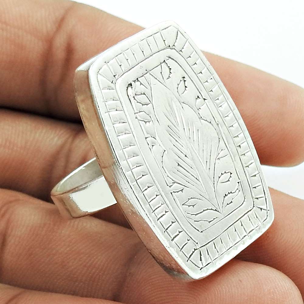 Statement Artisan Ring Size 8.5 925 Solid Sterling Silver Handmade Jewelry S9