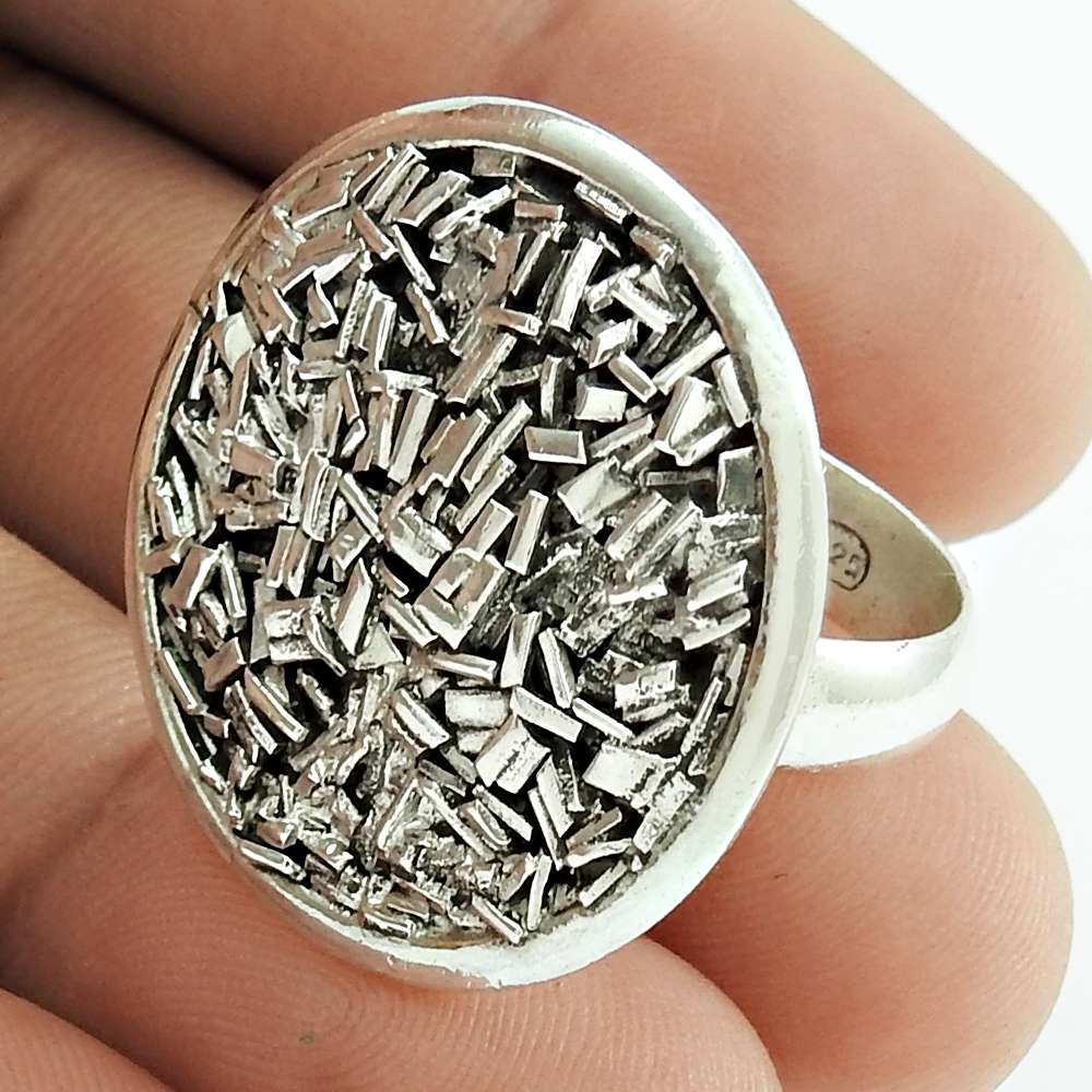 Cocktail Vintage Ring Size 8.5 925 Solid Sterling Silver Handmade Jewelry U9