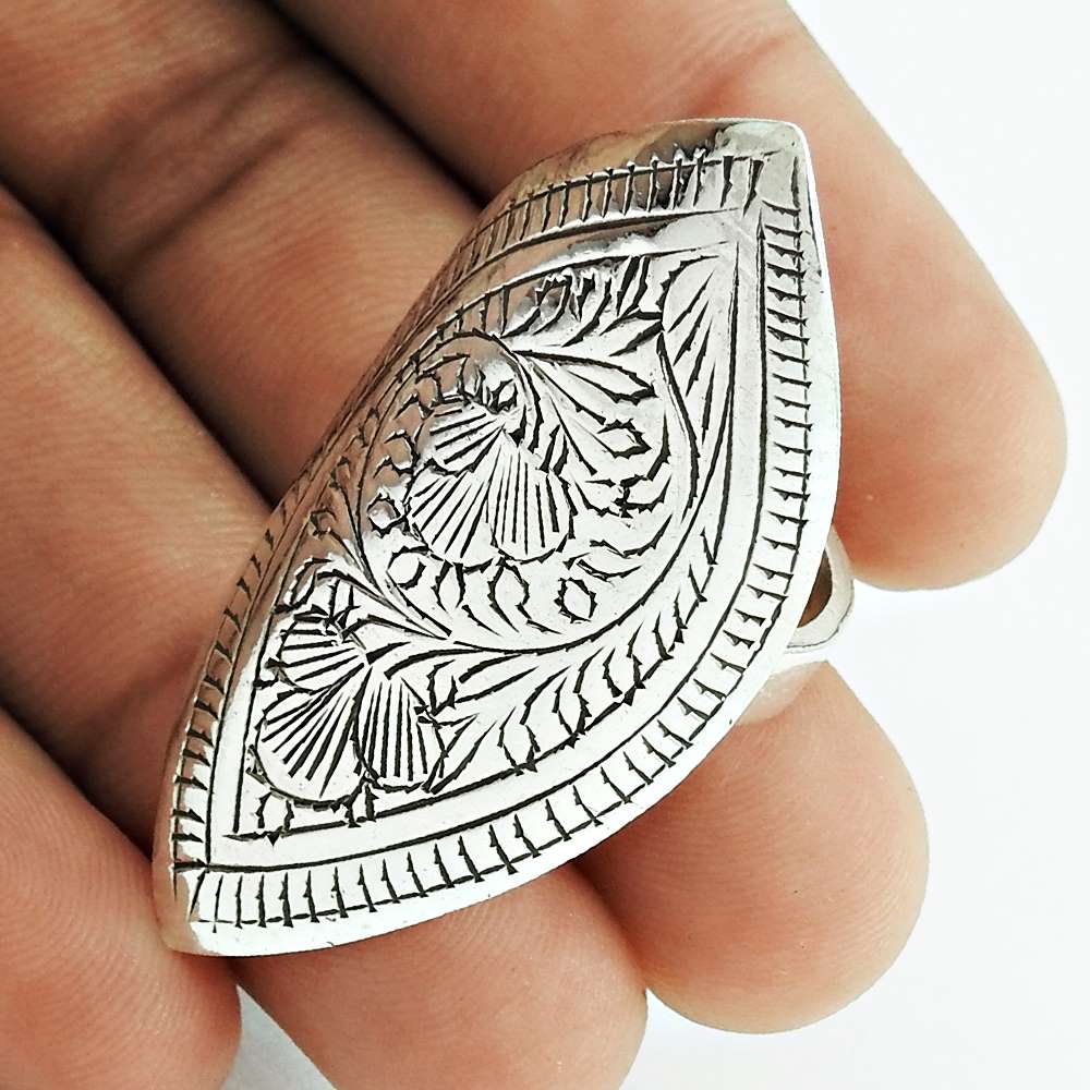 Statement Artisan Ring Size 8 925 Solid Sterling Silver Handmade Jewelry F1