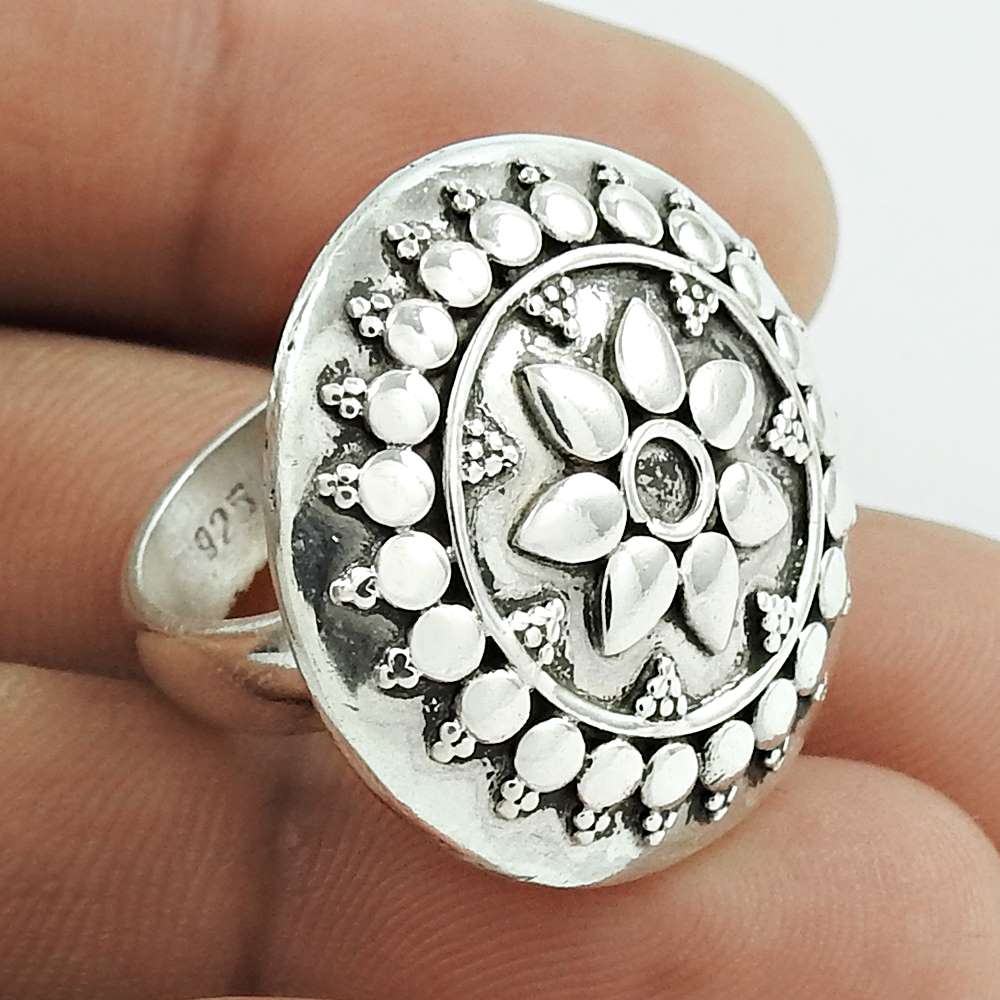 Handmade Indian Jewelry 925 Solid Sterling Silver Band Vintage Ring Size 5 G10