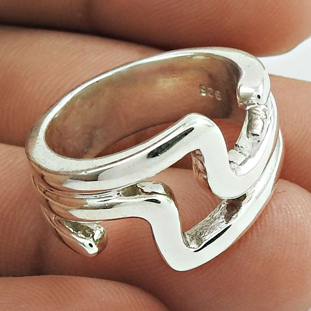 Indian Artisan Jewelry 925 Solid Sterling Silver Band Ring Size 7 G2