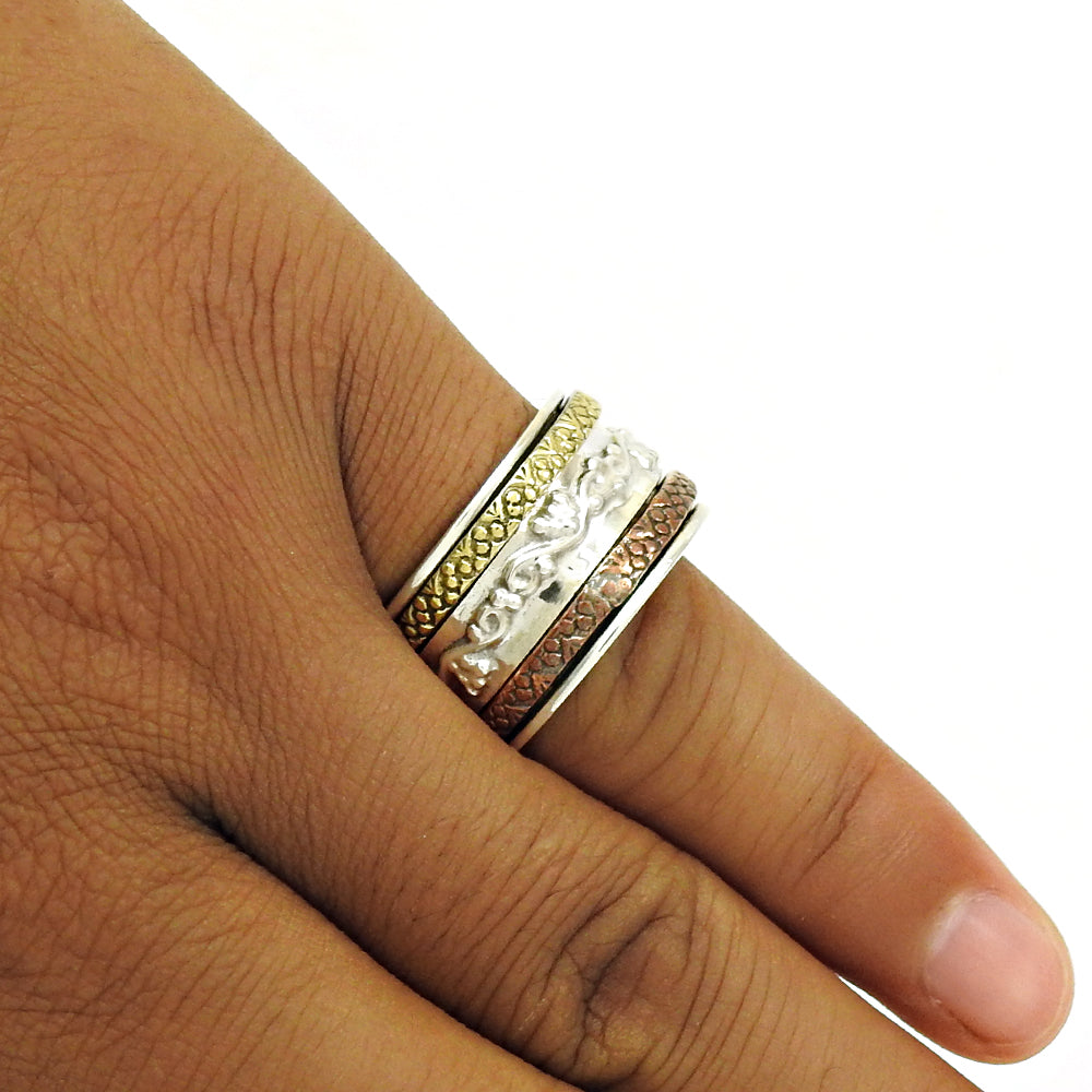 101 Indian Artisan 925 Solid Sterling Silver Spinner Ring Band Jewelry