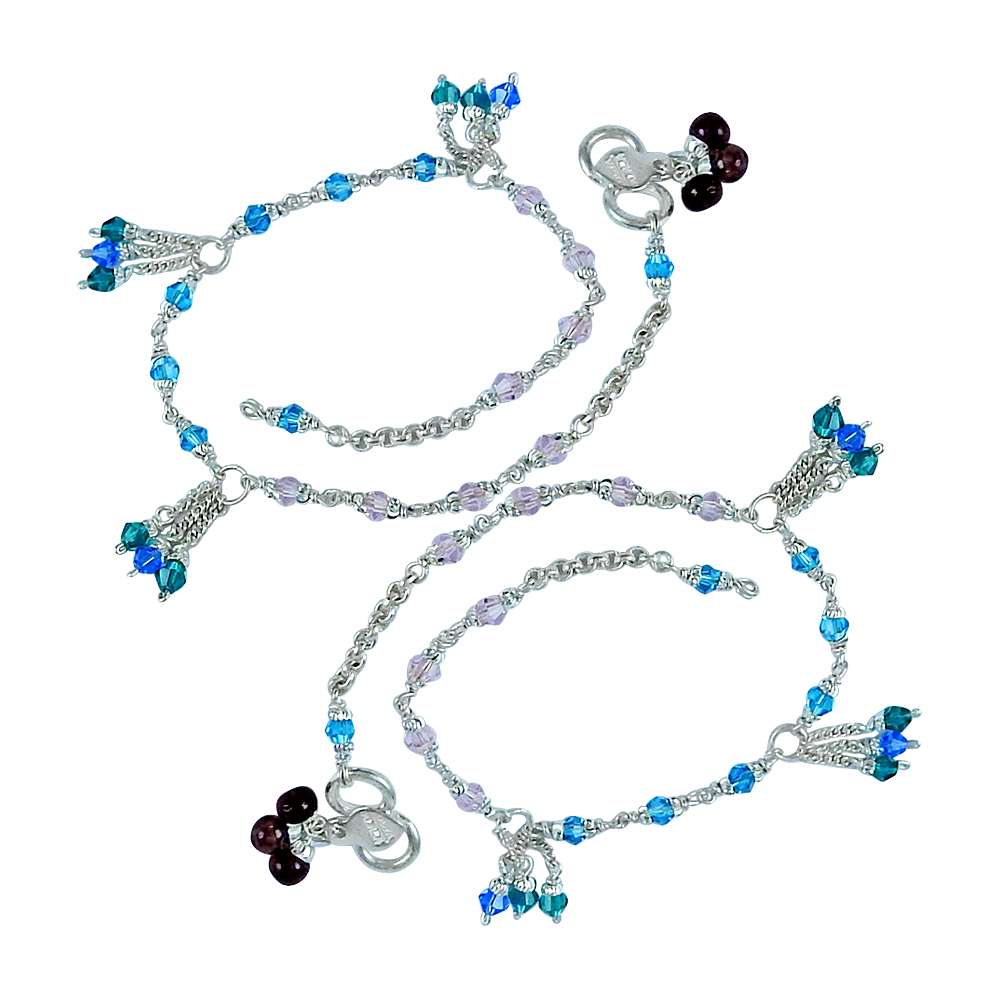 Big Dreamer Multi Colour Glass 925 Sterling Silver Anklets