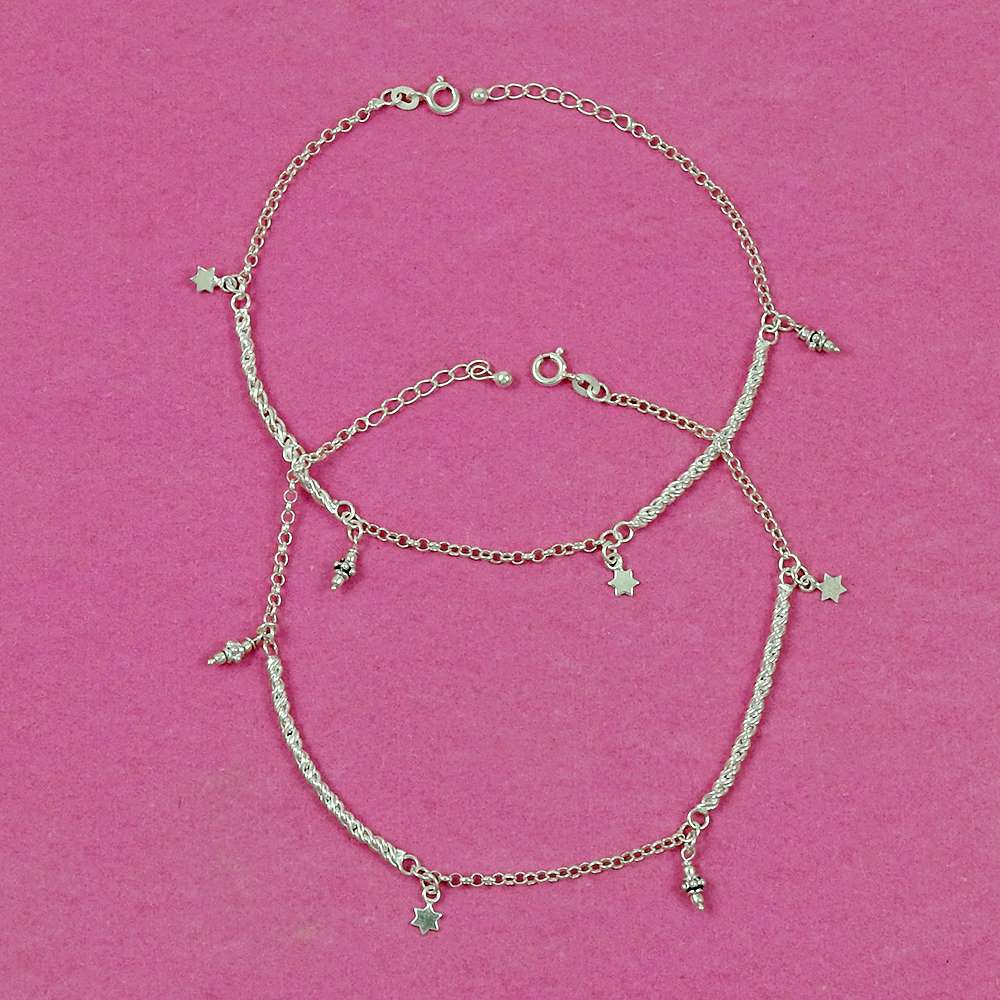 Latest Trend Solid 925 Sterling Silver Anklet Vintage Jewelry D1