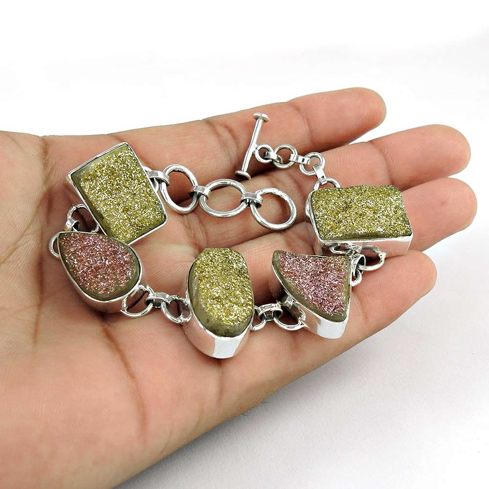 Awesome Style Of Druzy 925 Sterling Silver Bracelet
