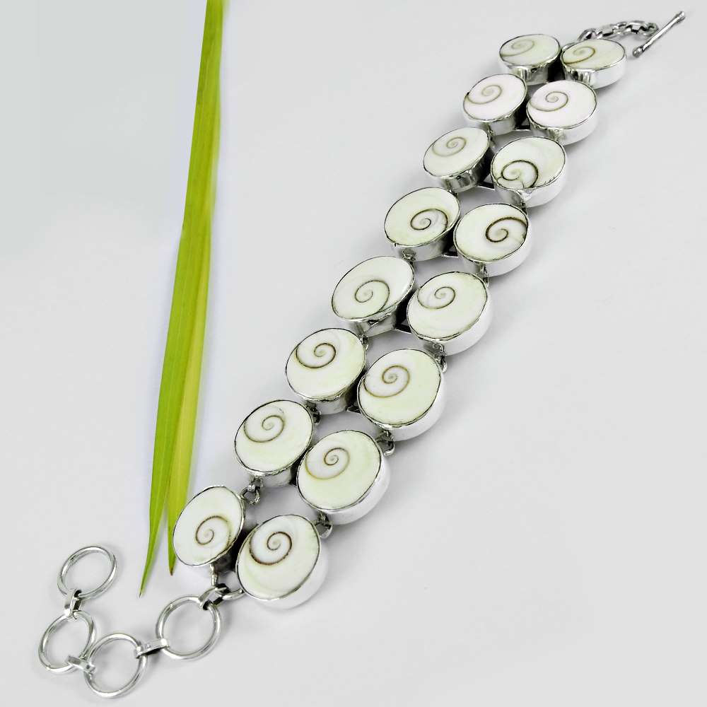 Natural Shiva Eye Gemstone Chain Bohemian Bracelet 925 Sterling Silver A5