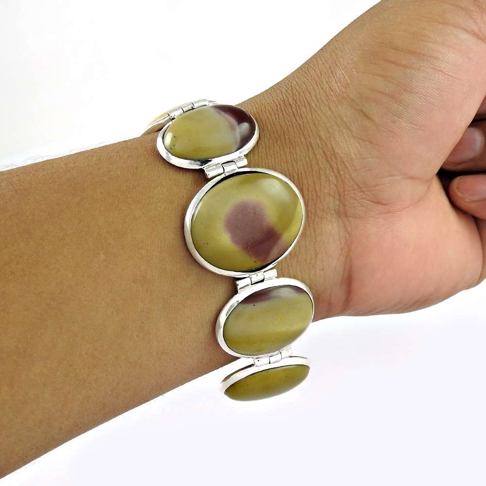 Big Amazing Mookaite Gemstone Sterling Silver Bracelet Jewelry