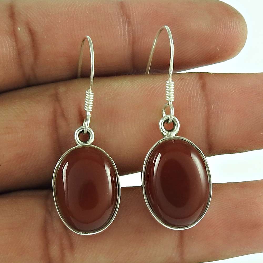 Wedding Gift For Her 925 Silver Natural Onyx Dangle Ethnic Earrings L1