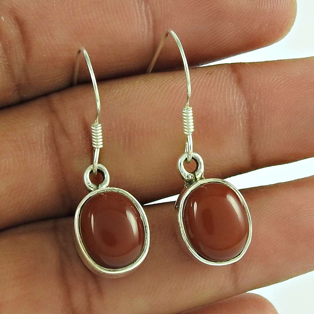 Natural Onyx Gemstone Dangle Ethnic Earrings 925 Silver For Girls Q1
