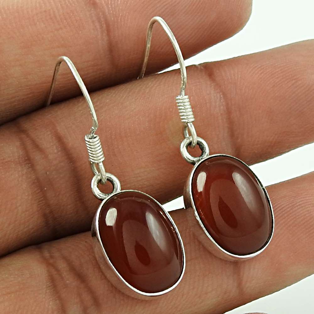 Natural Onyx Gemstone 925 Silver Dangle Bohemian Earrings For Girls S1