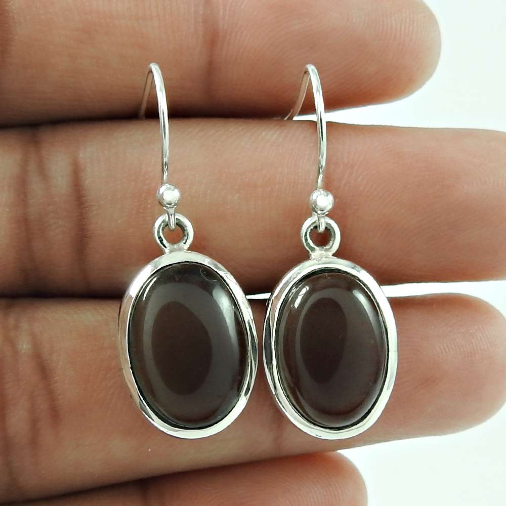 Woman Gift Natural Smoky Quartz Gemstone Earrings 925 Sterling Silver G1