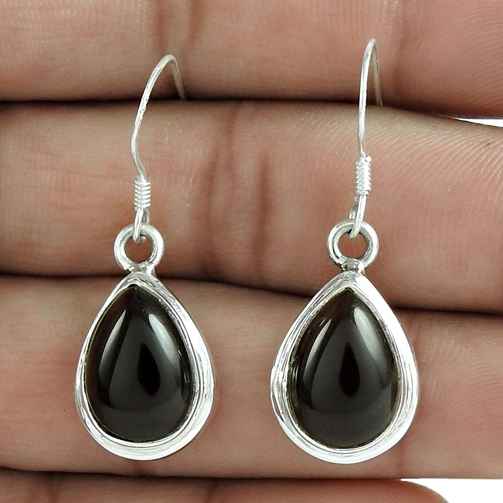 Gift For Women Dangle Bohemian Earrings 925 Silver Natural Smoky Quartz C3