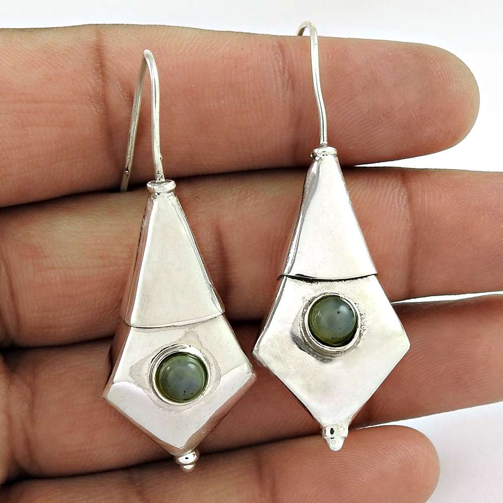 Natural Rainbow Moonstone 925 Silver Dangle Bohemian Earrings For Women R20