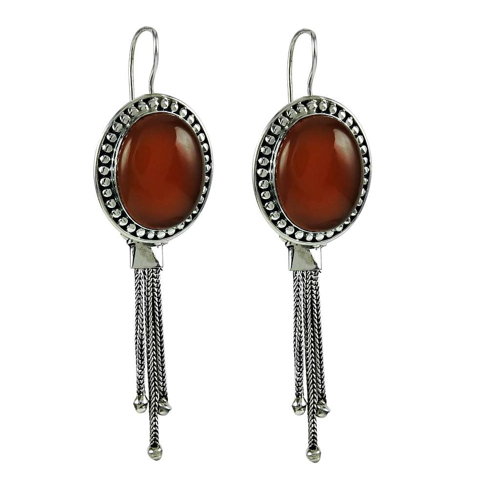 Natural Onyx Gemstone Dangle Ethnic Earrings 925 Sterling Silver Jewelry A6