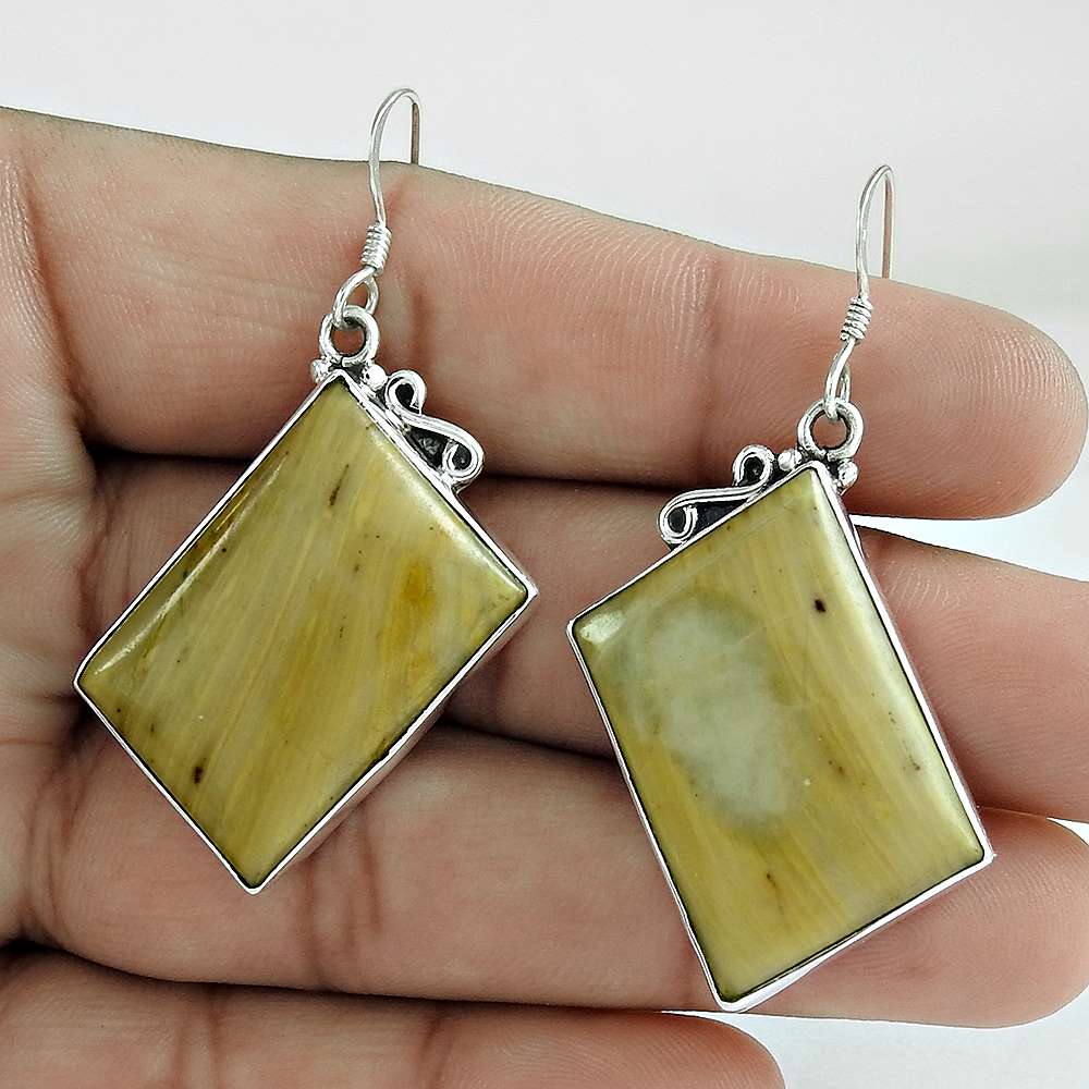 Woman Gift 925 Sterling Silver Natural Mookaite Gemstone Earrings J1