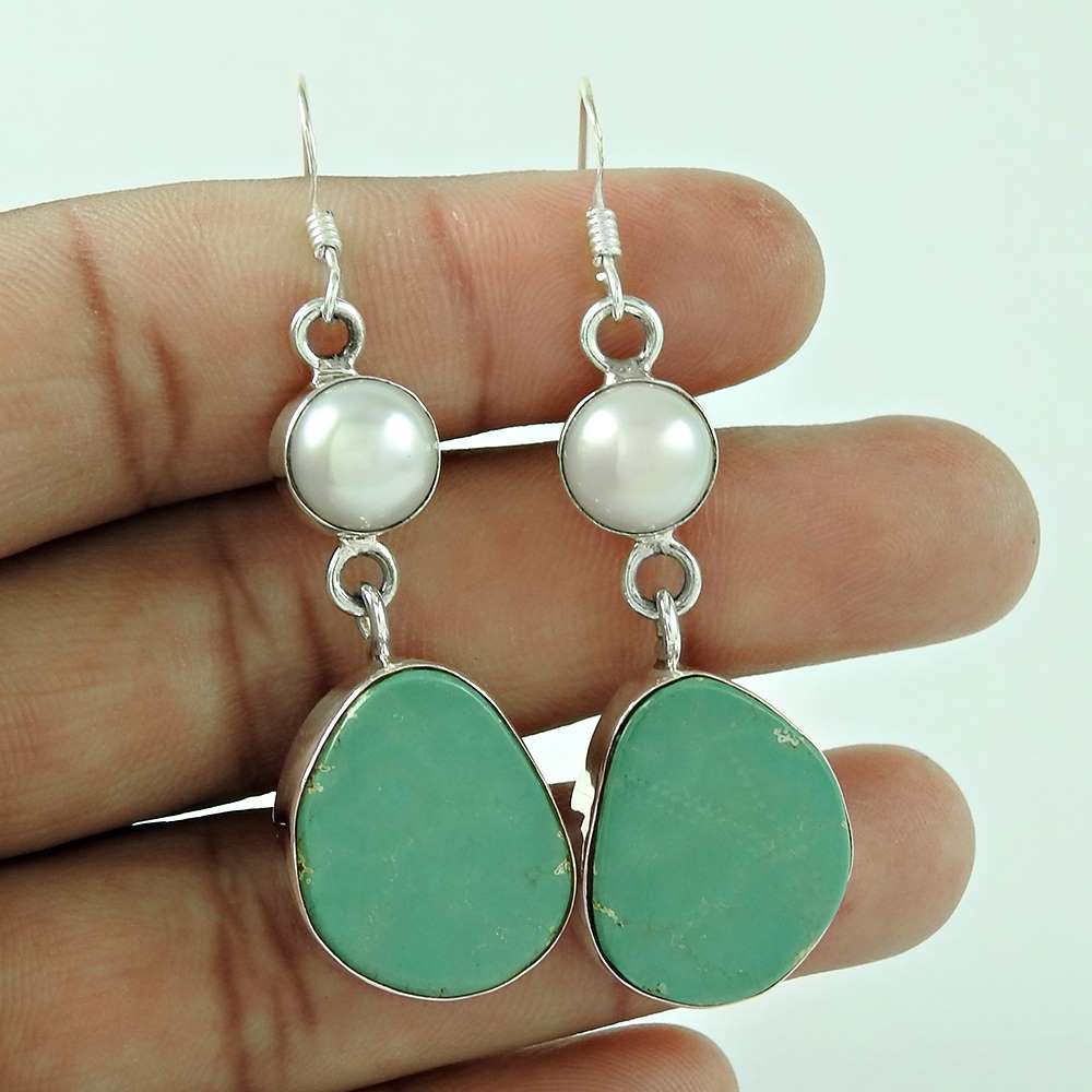 Elegant 925 Sterling Silver Pearl Turquoise Earrings Hersteller