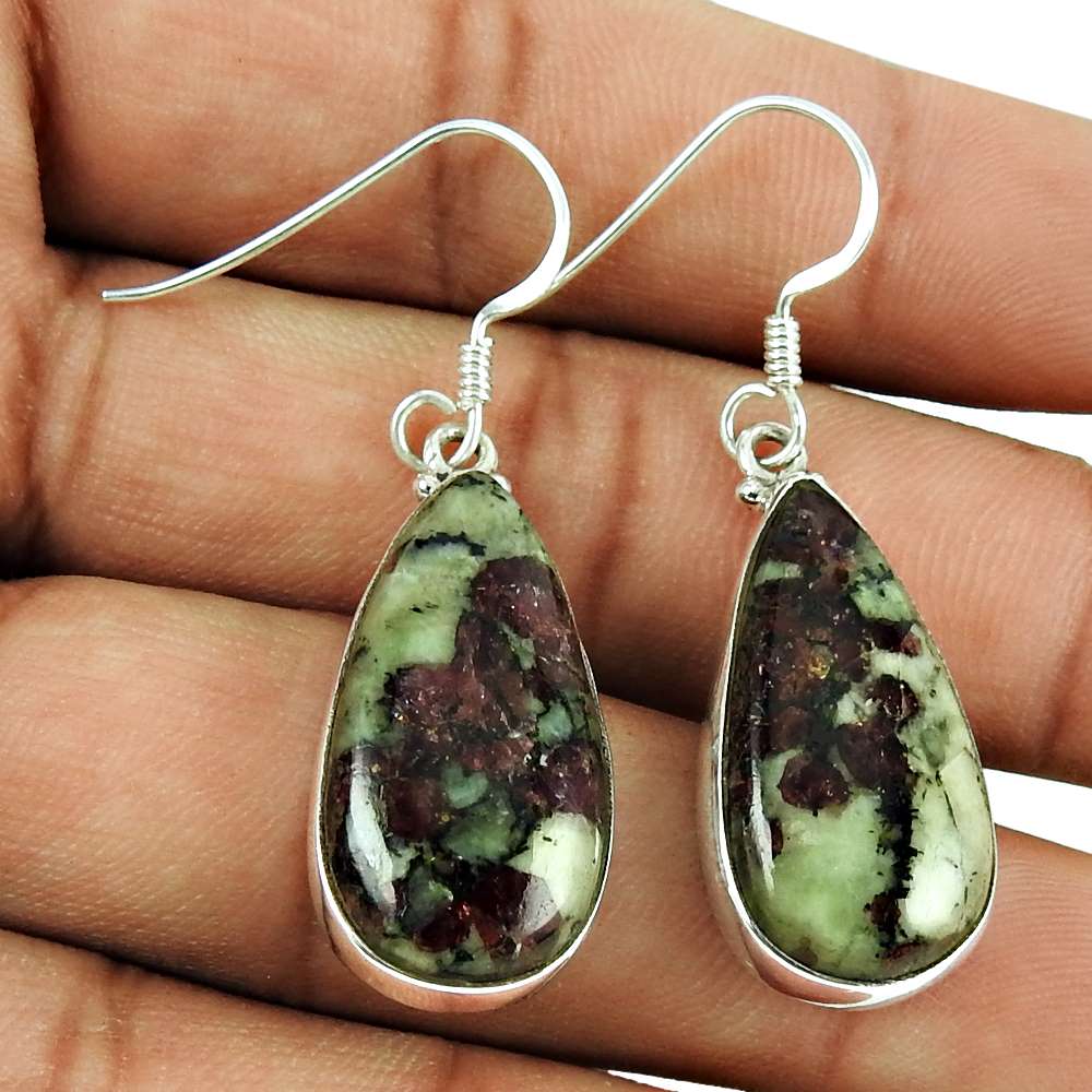Charming Eudialyte Gemstone Earrings 925 Sterling Silver Fashion Jewellery
