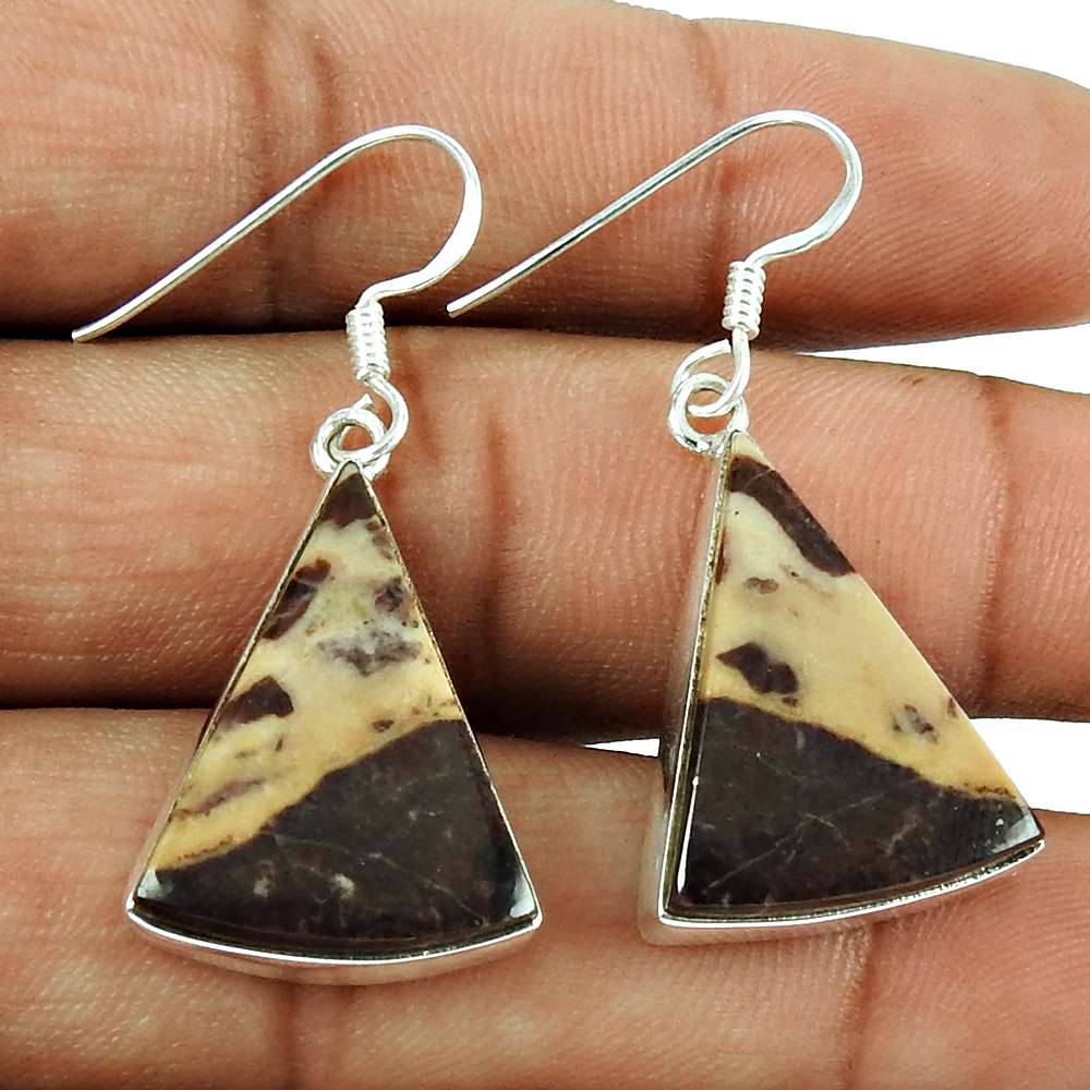 Rare Brush Agate Gemstone Earrings 925 Sterling Silver Gemstone Jewellery