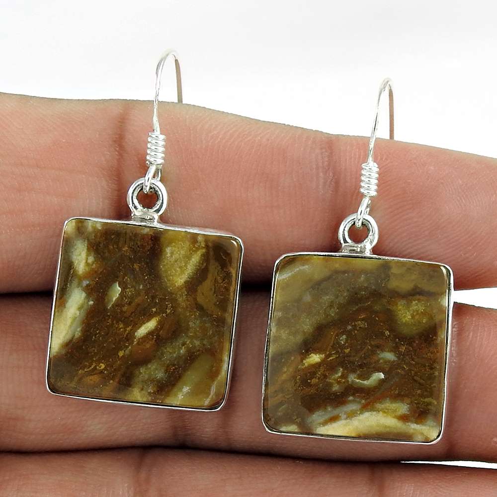Passion 925 Sterling Silver Brush Agate Earrings Supplier