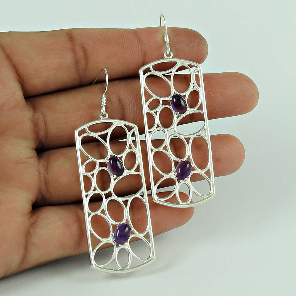 Fantastic Quality Of 925 Sterling Silver Amethyst Earrings Manufacturer India