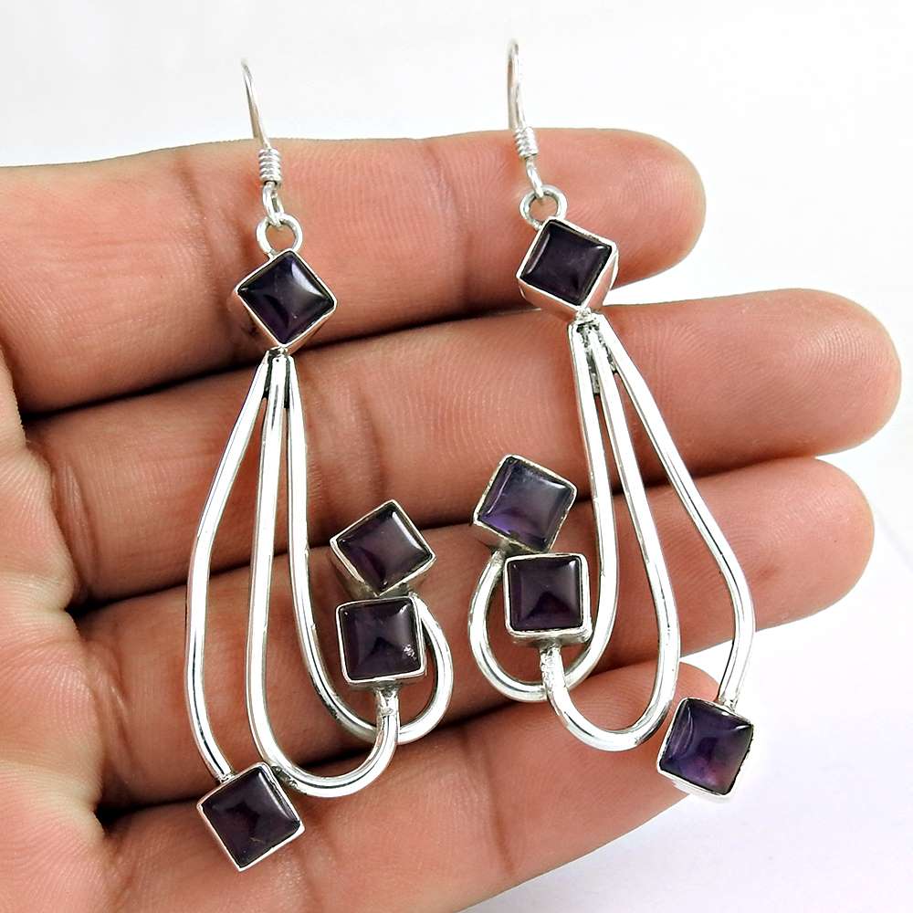 Hot 925 Silver Amethyst Earrings