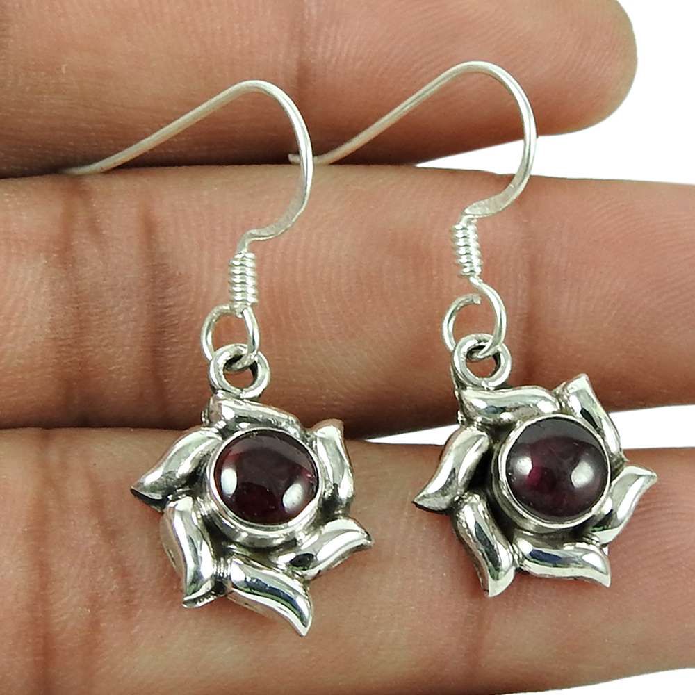 Stunning 925 Sterling Silver Garnet Gemstone Earrings
