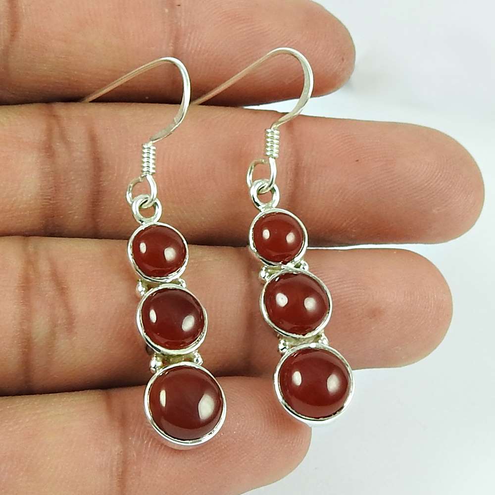 Graceful Carnelian Gemstone Sterling Silver Earrings 925 Silver Jewellery