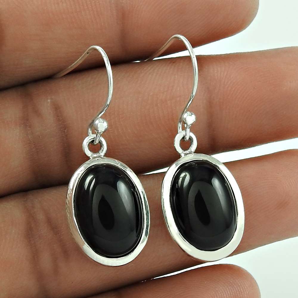 Natural Onyx Gemstone Dangle Bohemian Earrings 925 Silver For Women Y7
