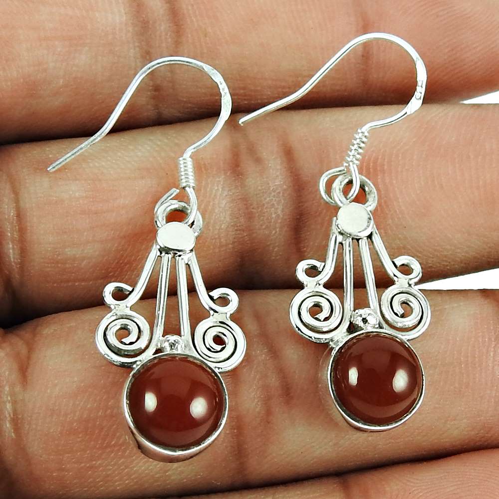 Fashion Carnelian Gemstone Earrings 925 Sterling Silver Jewellery