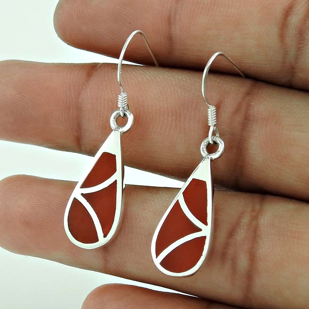 925 Sterling Silver Jewelry Ethnic Inlay Gemstone Earrings
