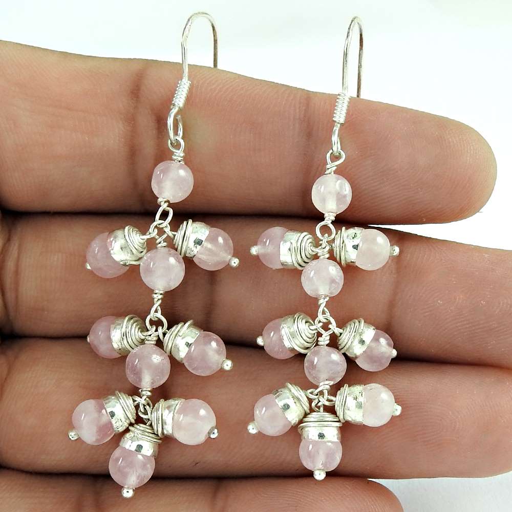 Perfect Rose Quartz Gemstone Sterling Silver Earrings Sterling Silver Jewellery