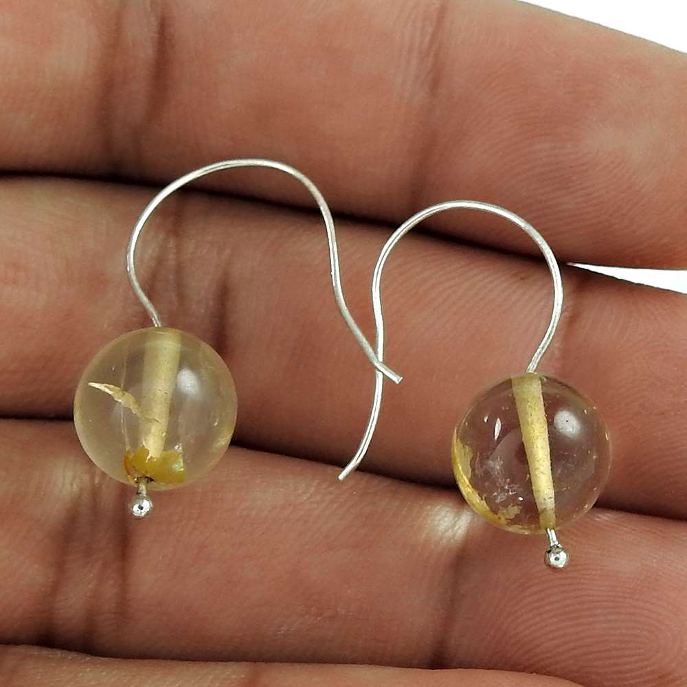Gift For Her Natural Moonstone Dangle Tribal Earrings 925 Silver K23