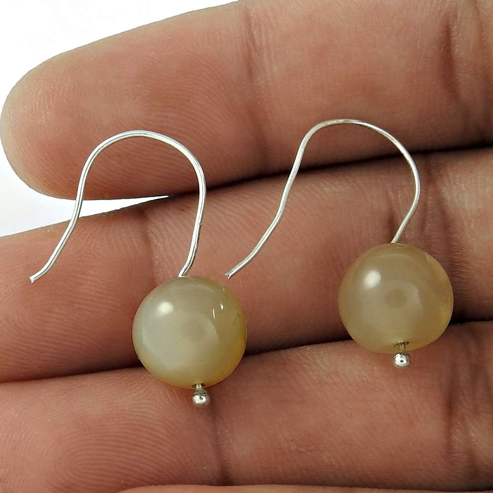 Natural Moonstone Gemstone Dangle Tribal Earrings 925 Silver For Women S23