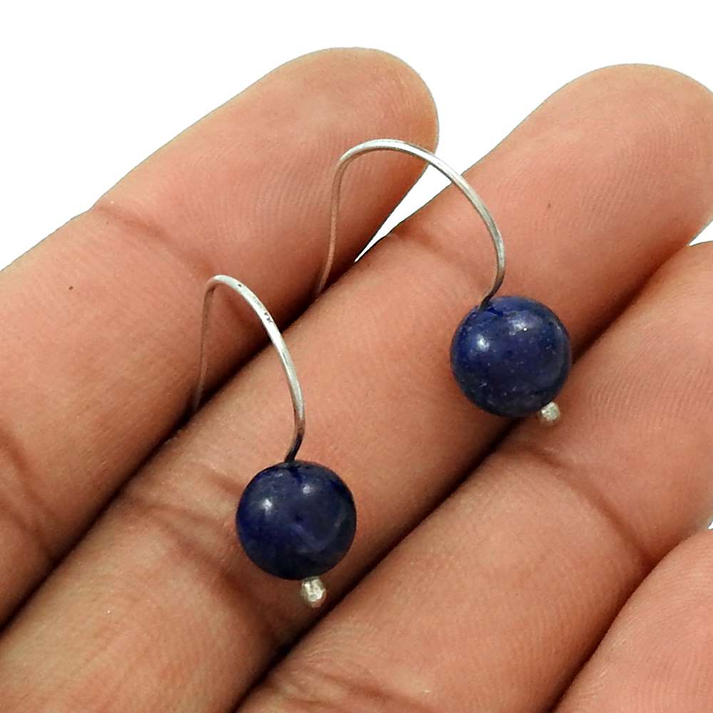 Gift For Her 925 Silver Natural Lapis Lazuli Dangle Dangle Earrings W23