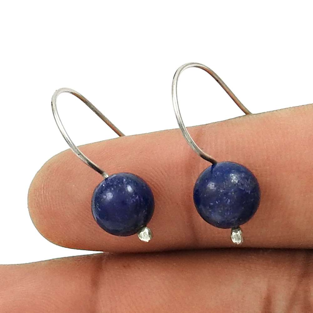 Natural Lapis Lazuli Dangle Dangle Earrings 925 Silver For Girls J24