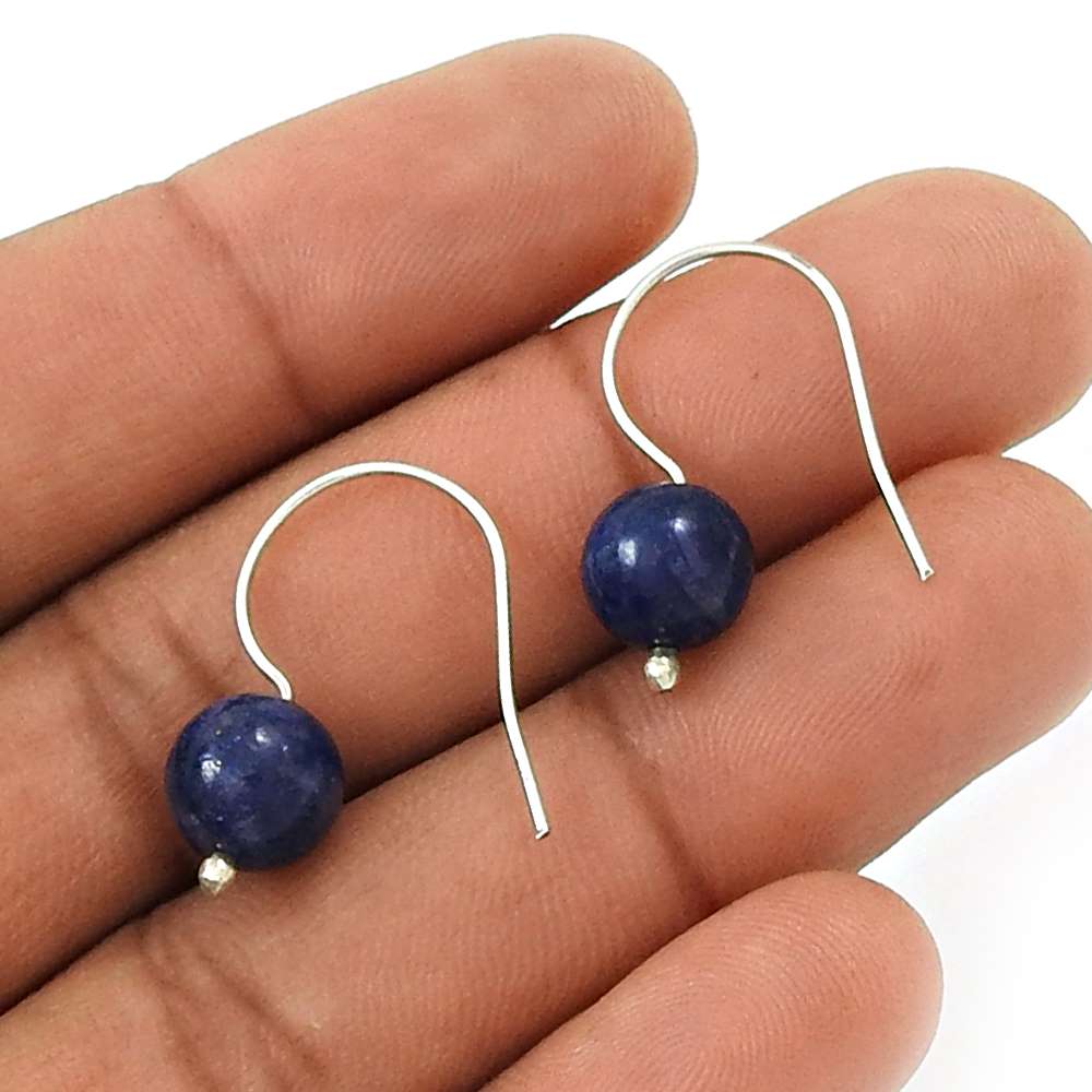 Natural Lapis Lazuli Dangle Dangle Earrings 925 Silver For Women D25