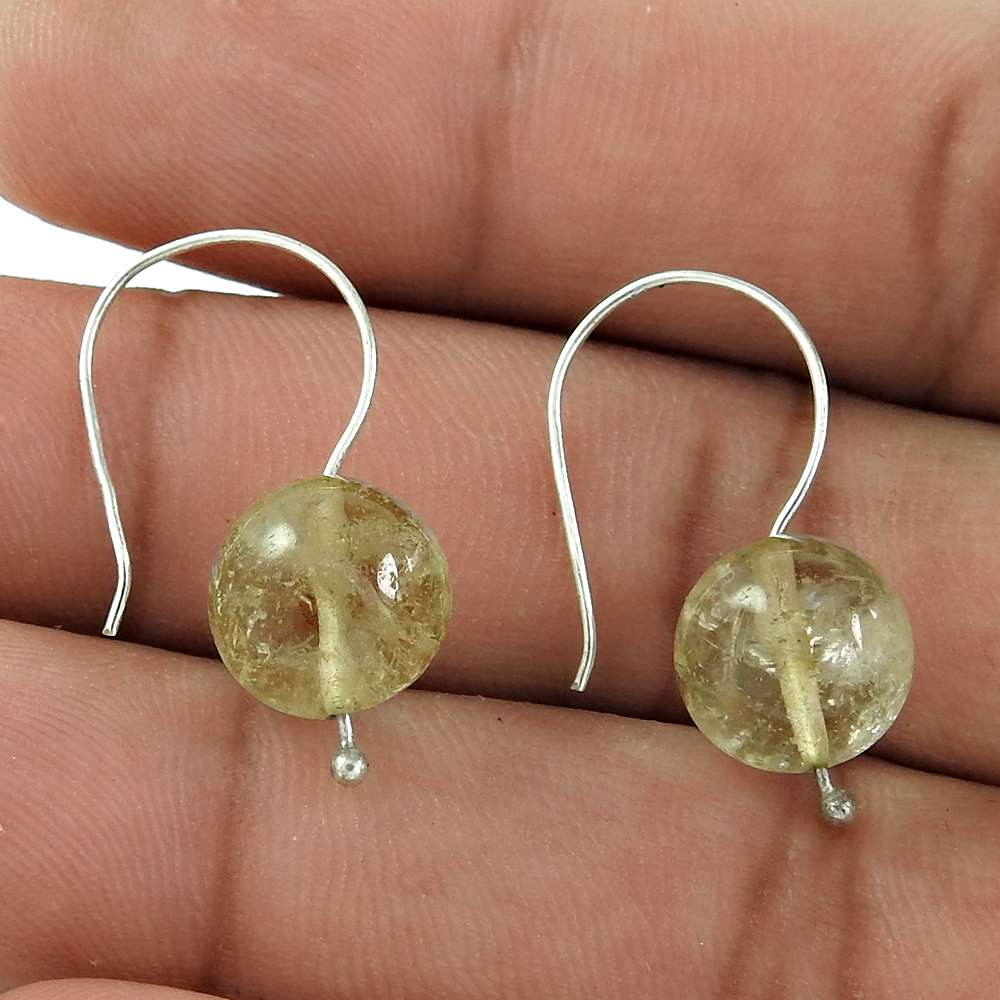 Natural Crystal Gemstone Dangle Boho Clear Earrings 925 Sterling Silver E25